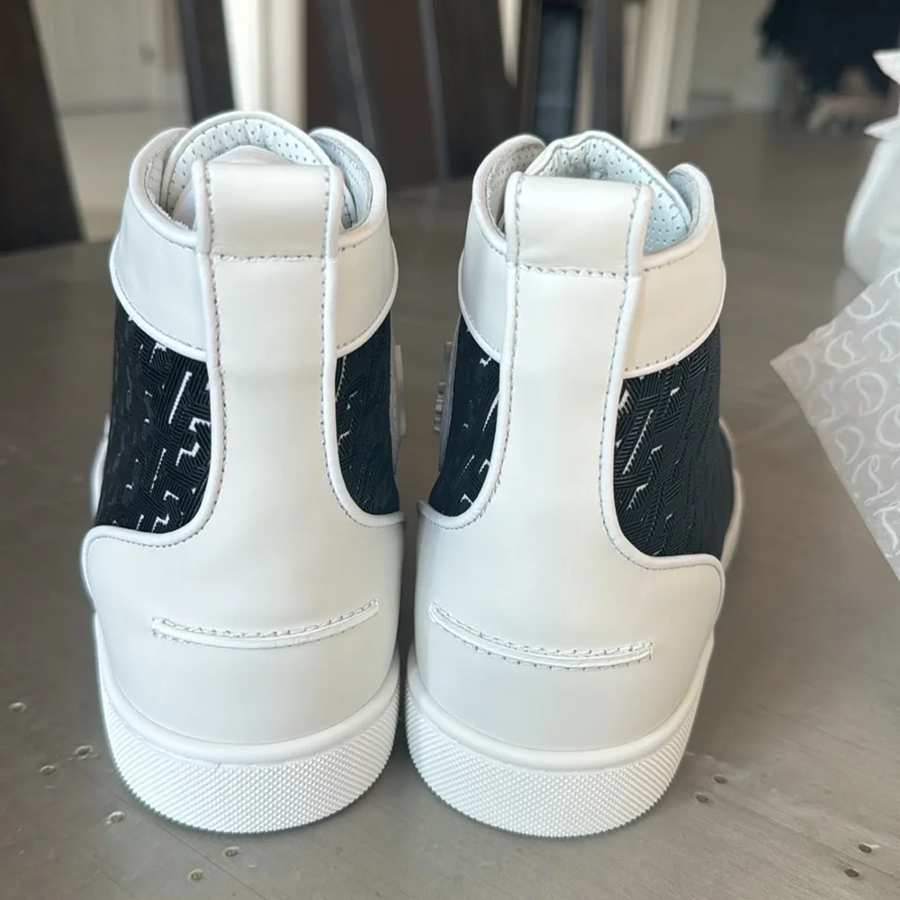 Christian Louboutin louis orlato flat white black techno high top sneaker sz 41